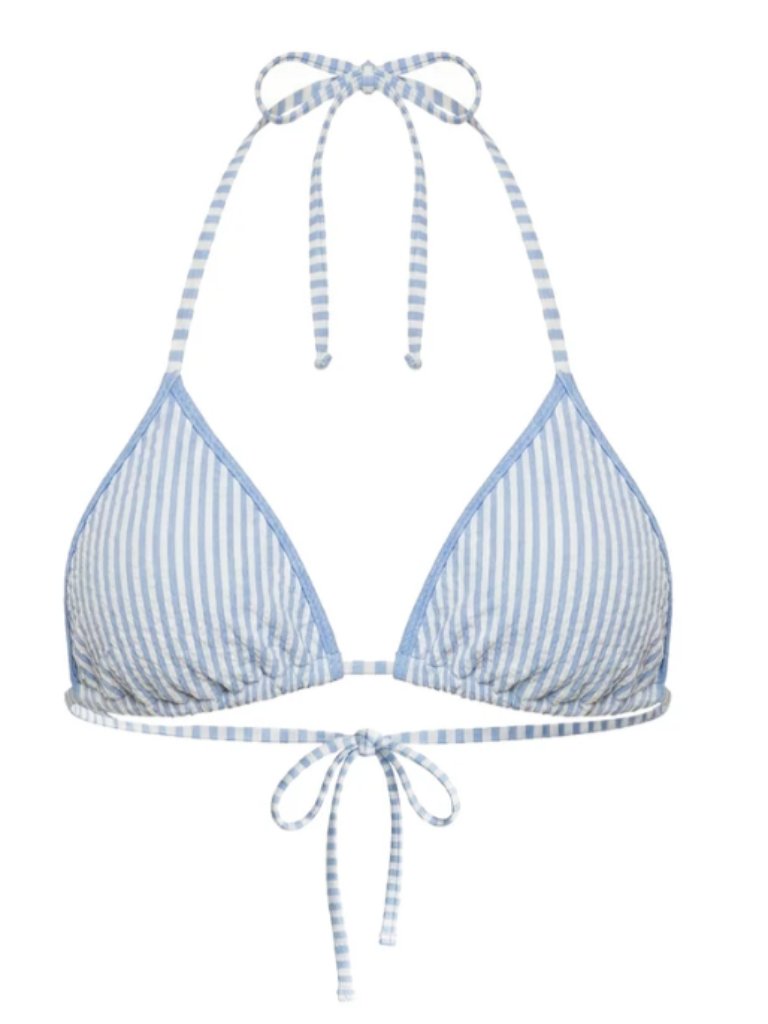 Solid And Striped Iris Bikini Top Seersucker Blue Lagoon / Brule Stripe